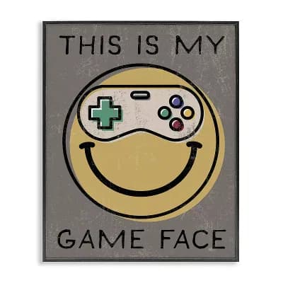 Stupell Home Decor Game Face Phrase Framed Wall Art