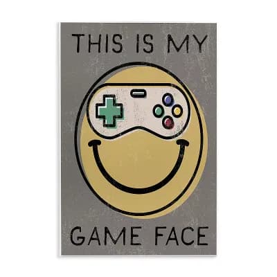 Stupell Home Decor Game Face Phrase Plaque Wall Art
