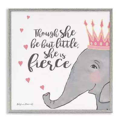 Stupell Home Decor Princess Elephant Framed Wall Art