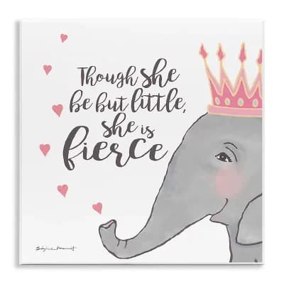 Stupell Home Decor Fierce Phrase Elephant Plaque Wall Art