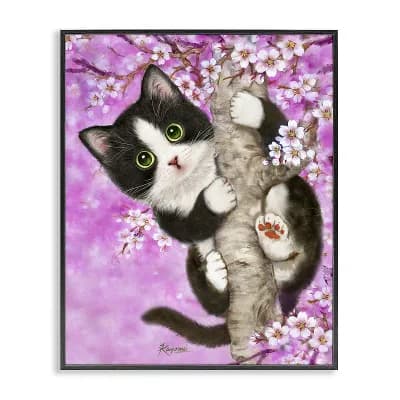 Stupell Home Decor Kitten & Cherry Blossoms Wall Art