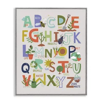 Stupell Home Decor Garden Insects Alphabet Chart Framed Wall Art