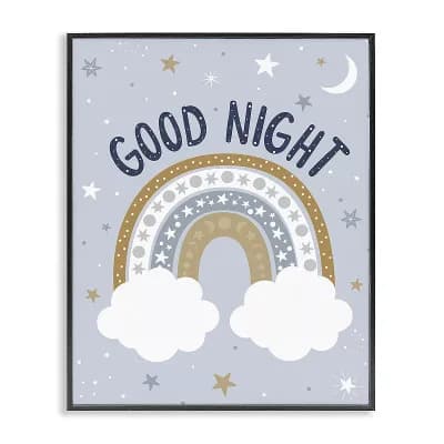 Stupell Home Decor Good Night Rainbow Outer Space Framed Wall Art