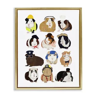 Stupell Home Decor Guinea Pigs Various Uniforms Wall Art