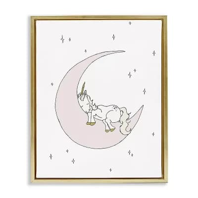 Stupell Home Decor Sleeping Unicorn Moon Wall Art