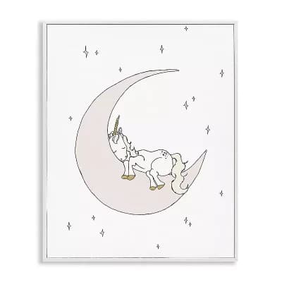 Stupell Home Decor Sleeping Unicorn Delicate Nighttime Moon Framed Giclee Wall Art