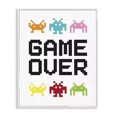 Stupell Home Decor Game Over Pixel Monster Framed Giclee Wall Art