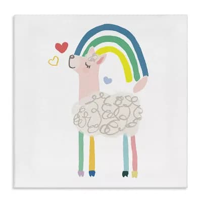Stupell Home Decor Pastel Rainbow Sheep Hearts Illustration Canvas Wall Art