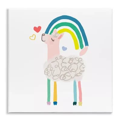 Stupell Home Decor Pastel Rainbow Sheep Hearts Illustration Plaque Wall Art