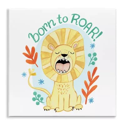 Stupell Home Decor Born To Roar Lion Botanicals Plaque Wall Art