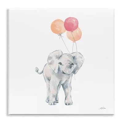 Stupell Home Decor Smiling Elephant Orange Balloons Wall Plaque