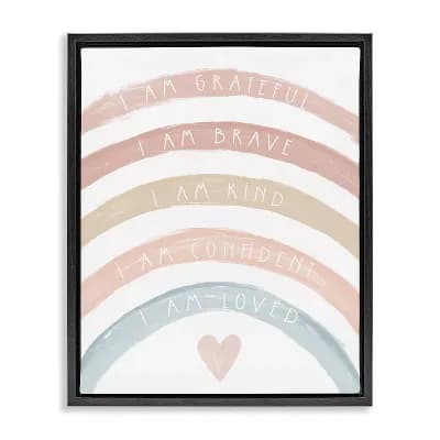 Stupell Home Decor Inspirational Confidence Rainbow Phrases Framed Canvas Wall Art