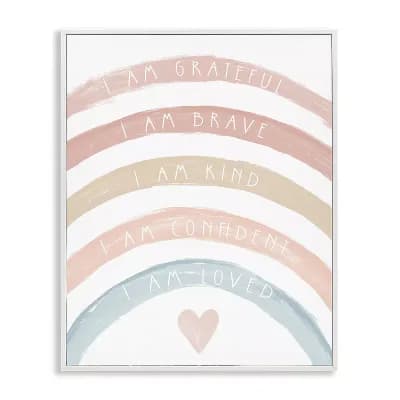 Stupell Home Decor Inspirational Confidence Rainbow Phrases Thin Framed Canvas Wall Art