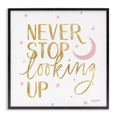 Stupell Home Decor Never Stop Looking Up Glam Framed Canvas Wall Art