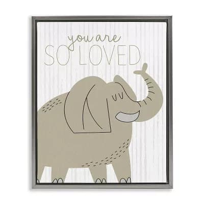 Stupell Home Decor You Are So Loved Elephant Framed Canvas Wall Art