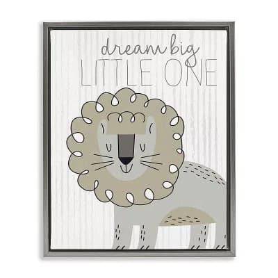 Stupell Home Decor Dream Big Little One Lion Framed Canvas Wall Art