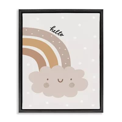 Stupell Home Decor Hello Earthy Rainbow Framed Canvas Wall Art