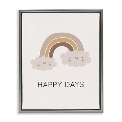 Stupell Home Decor Happy Days Rainbow Framed Canvas Wall Art