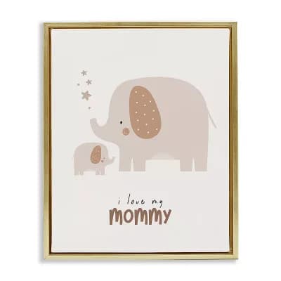 Stupell Home Decor Love My Mommy Elephant Framed Canvas Wall Art