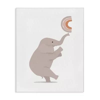 Stupell Home Decor Elephant Balancing Rainbow Canvas Wall Art
