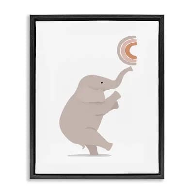 Stupell Home Decor Elephant Balancing Rainbow Floating Frame Canvas Wall Art