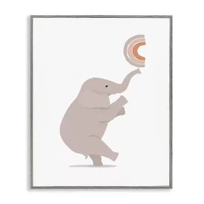 Stupell Home Decor Elephant Balancing Rainbow Framed Canvas Wall Art
