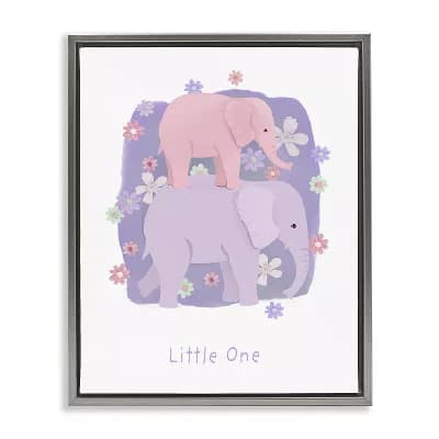 Stupell Home Decor Little One Baby Elephant Framed Wall Art