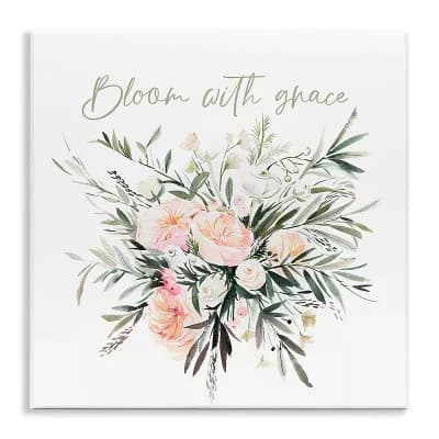 Stupell Home Decor Floral Bloom With Grace Plaque Wall Art