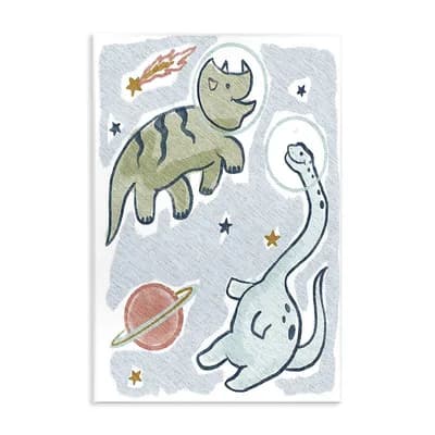 Stupell Home Decor Playful Dinosaurs Outer Space Planets Plaque Wall Art
