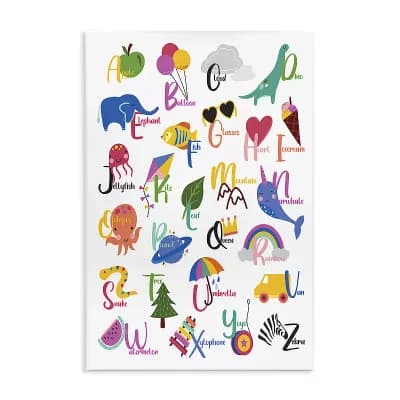 Stupell Home Decor Learning Alphabet Letters Various Things Wooden Wall Art