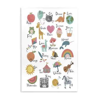 Stupell Home Decor Learning Alphabet Letters Various Wildlife Wooden Wall Art