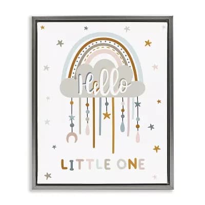 Stupell Home Decor Little One Stars Nursery Rainbow Float Frame Canvas Wall Art