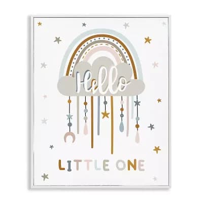 Stupell Home Decor Little One Stars Nursery Rainbow Framed Canvas Wall Art