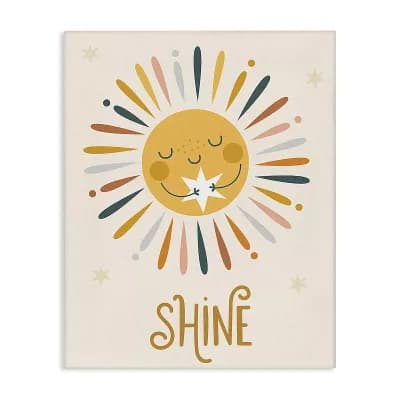 Stupell Home Decor Shine Phrase Sun Hugging Star Canvas Wall Art