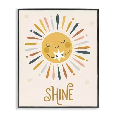 Stupell Home Decor Shine Phrase Sun Hugging Star Framed Giclee Wall Art
