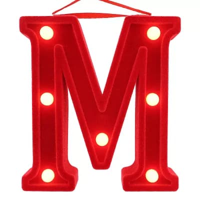 Red Velvet LED Monogram Christmas Tree Ornament