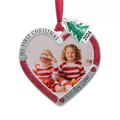 My First Christmas As A Big Sister Frame Tree Ornament with Dated 2026 Tree Charm