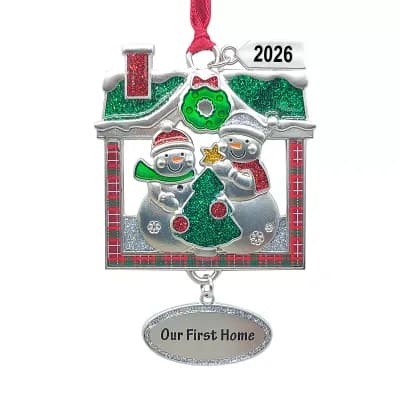 Our First Home Sentiment Christmas Tree Ornament with 2026 Dated Charm