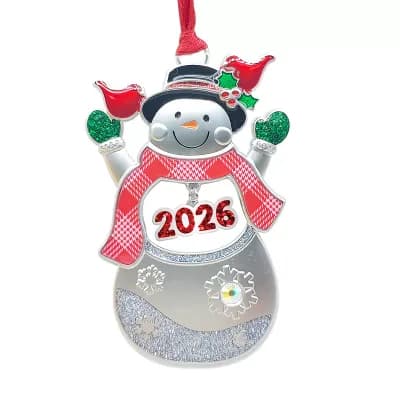 Sentiment Snowman Christmas Tree Ornament with Dated 2026 Charm