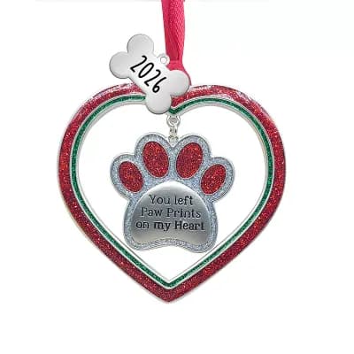 You Left Paw Prints on My Heart with Dated 2026 Pet Bone Charm Pet Ornament