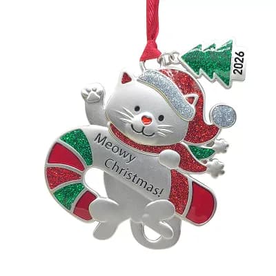 Pet with Candy Cane Happy Howlidays / Meowy Christmas Dated 2026 Charm Pet Ornament