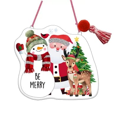 Be Merry Pairs Sentiment Ceramic Ornament