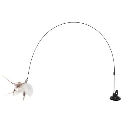 Cat Teaser, Cat Teaser with Suction Cup and Bell, 1 pc White Brown