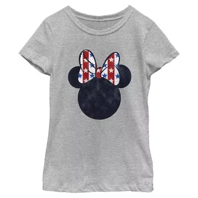 Disney's Minnie Mouse Stars And Stripes Bow Americana Girls 7-16 Graphic Tee