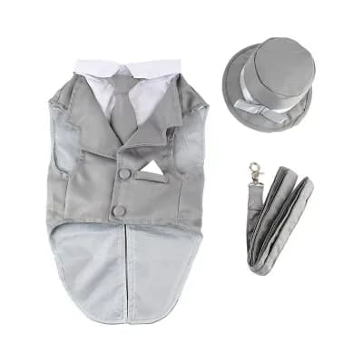 Midlee Dog Tuxedo Wedding Suit- Top Hat & Leash
