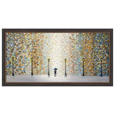 Kiss Under the Golden Rain by Ekaterina Ermilkina Wood Framed Wall Art Print
