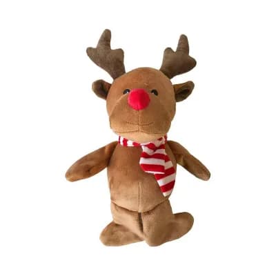 Midlee Christmas Reindeer Plush Dog Toy With Scarf