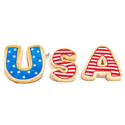 Midlee Usa Sugar Cookie Dog Toy- 4th Of July, Memorial Day, Patriotic Pet Plush Squeak Toys