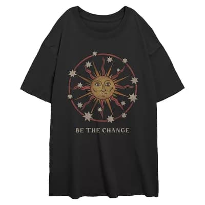 Juniors' Be The Change Oversized Graphic Tee