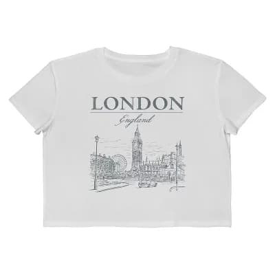 Juniors' Grayson Threads The Label London England Big Ben And The Eye Cropped Graphic Tee